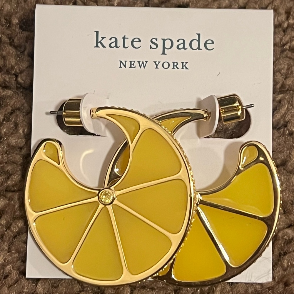 NWT NEW KATE SPADE Tutti Fruity Lemon Slices Hoop Earrings